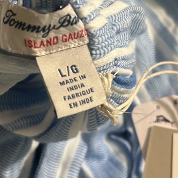NWT,TOMMY BAHAMA, Vill Solstice Stripe Off The Shoulder Cotton Dress Blue Vault - Picture 4 of 14